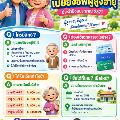 ประชาสัมพันธ์การยืนยันสิทธิรับเบี้ยยังชีพผู้สูงอายุ ประจำปีงบประมาณ 2571